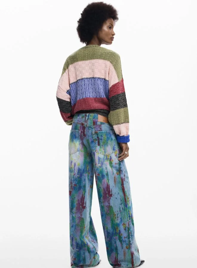 DESIGUAL Blue Arty Denim Pants for Women | Best Price UAE